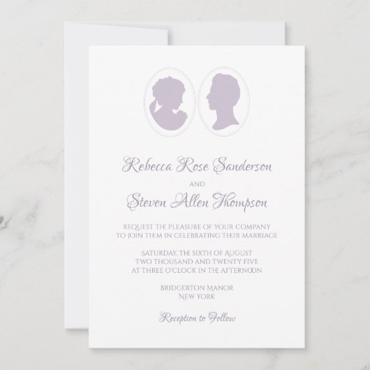 Invitation Mariage classique Regency violet caméo (Devant)