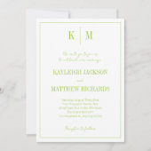 Invitation Mariage Classique Rétro Citron Vert Monogramme (Devant)