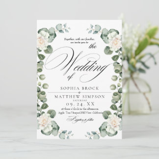 Invitation Mariage Classique Romantique Aquarelle Verdure