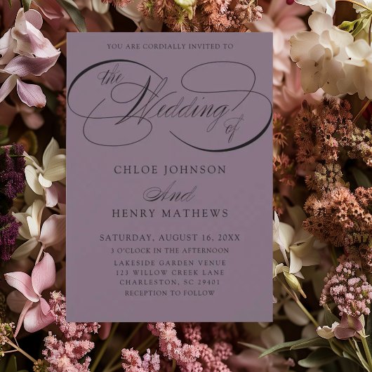 Invitation Mariage Classique Romantique avec Calligraphie et