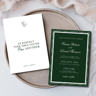 Invitation Mariage Classique Romantique Citations Vert Emerau