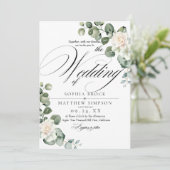 Invitation Mariage Classique Romantique Rose Monogramme de Ve (Debout devant)