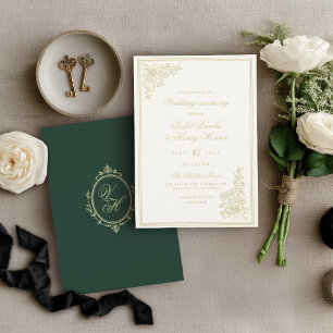 Invitation Mariage Classique Romantique Vintage Jardin Régenc