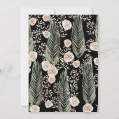 Invitation Mariage classique, roses roses roses, beige, feuil (Dos)