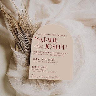 Invitation Mariage Classique Rouge Profond Bleu Fantaisiste M