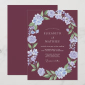 Invitation Mariage Classique Royal Bourgogne (Devant / Derrière)