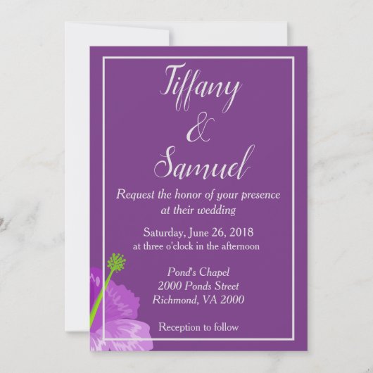 Invitation Mariage classique Royal violet (Devant)