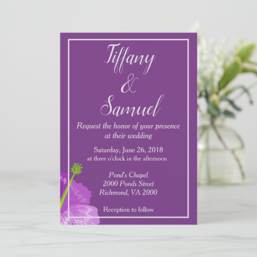 Invitation Mariage classique Royal violet (Debout devant)