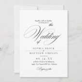 Invitation Mariage Classique Script Noir et Blanc (Devant)