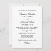 Invitation Mariage Classique Serif Noir et Blanc (Devant)