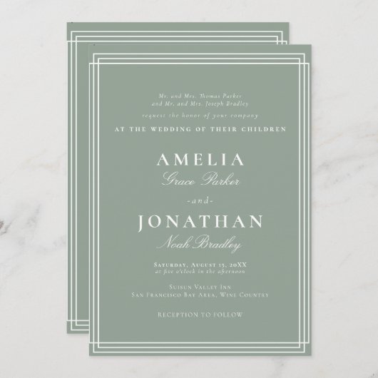Invitation Mariage classique simple (Devant / Derrière)