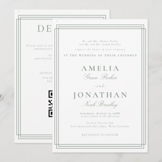 Invitation Mariage classique simple (Devant / Derrière)