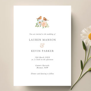 Invitation Mariage classique simple d'oiseaux d'amour