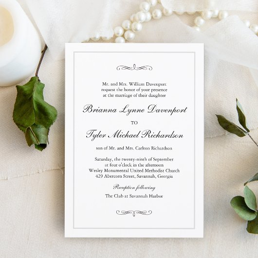 Invitation Mariage classique simple élégance