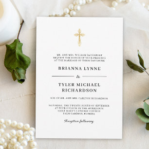 Invitation Mariage Classique Simple Élégant Croix Chrétienne