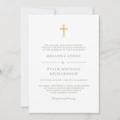 Invitation Mariage Classique Simple Élégant Croix Chrétienne (Devant)
