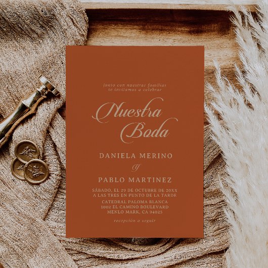 Invitation Mariage Classique Terracotta Nuestra Boda