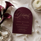 Invitation Mariage Classique Tout Compris Rouge Vin & Or