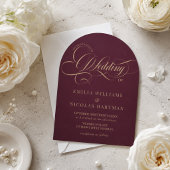 Invitation Mariage Classique Tout Compris Rouge Vin & Or