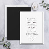 Invitation Mariage classique traditionnel noir et blanc