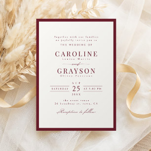 Invitation Mariage Classique Typographie Élégante Bourgogne