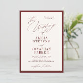 Invitation Mariage classique typographie formel bordeaux ivoi (Debout devant)