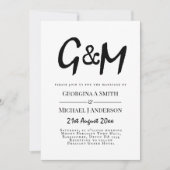 Invitation Mariage classique typographie monogramme noir et b (Devant)