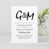 Invitation Mariage classique typographie monogramme noir et b (Debout devant)