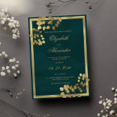 Invitation Mariage classique vert foncé eucalyptus élégant