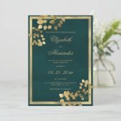 Invitation Mariage classique vert foncé eucalyptus élégant (Debout devant)