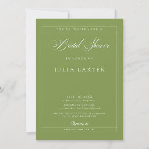 Invitation Mariage Classique Vert Ivoire Calligraphie Baby Sh