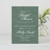 Invitation Mariage Classique Vert Main Dessinée Fête de Fianç (Debout devant)