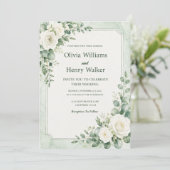 Invitation Mariage Classique Vert Menthe (Debout devant)