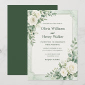 Invitation Mariage Classique Vert Menthe (Devant / Derrière)