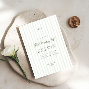 Invitation Mariage classique vert olive rayé élégant