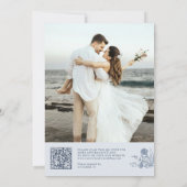 Invitation Mariage classique victorien bleu avec QR code fran (Dos)