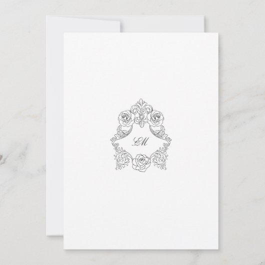 Invitation Mariage classique victorien noir et blanc (Dos)