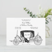 Invitation Mariage classique vieux Carriage vintage (Debout devant)