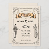 Invitation Mariage classique vintage (Devant / Derrière)