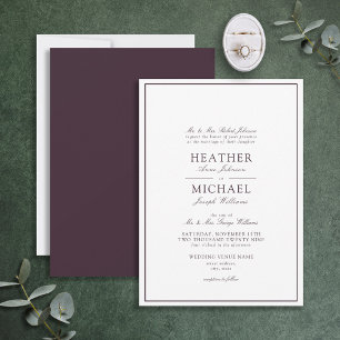 Invitation Mariage classique violet traditionnel