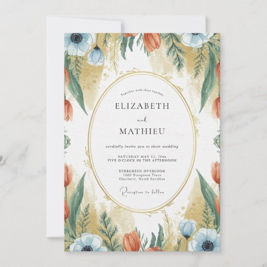 Invitation Mariage Clay Azure Poppy (Devant)