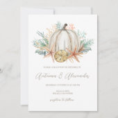 Invitation Mariage Coastal Fall Pumpkin & Seashells (Devant)