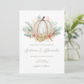 Invitation Mariage Coastal Fall Pumpkin & Seashells (Debout devant)