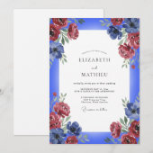 Invitation Mariage Cobalt Bourgogne Rose (Devant / Derrière)