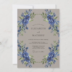 Invitation Mariage Cobalt Rose Taupe