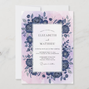 Invitation Mariage Cobalt Violet Rose