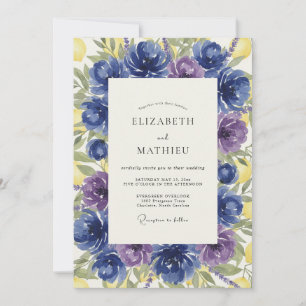 Invitation Mariage Cobalt Yellow Bloom