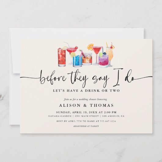 Invitation Mariage Cocktail | Fête de Fiançailles (Devant)