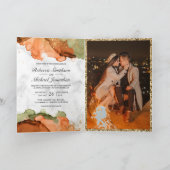 Invitation Mariage Code QR à l'encre abstraite en terre cuite (Intérieur)