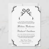 Invitation Mariage Code QR à nœud papillon en dentelle noir e (Devant)